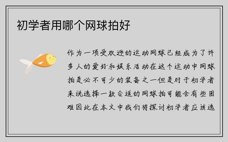 初学者用哪个网球拍好