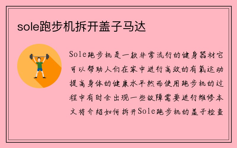 sole跑步机拆开盖子马达